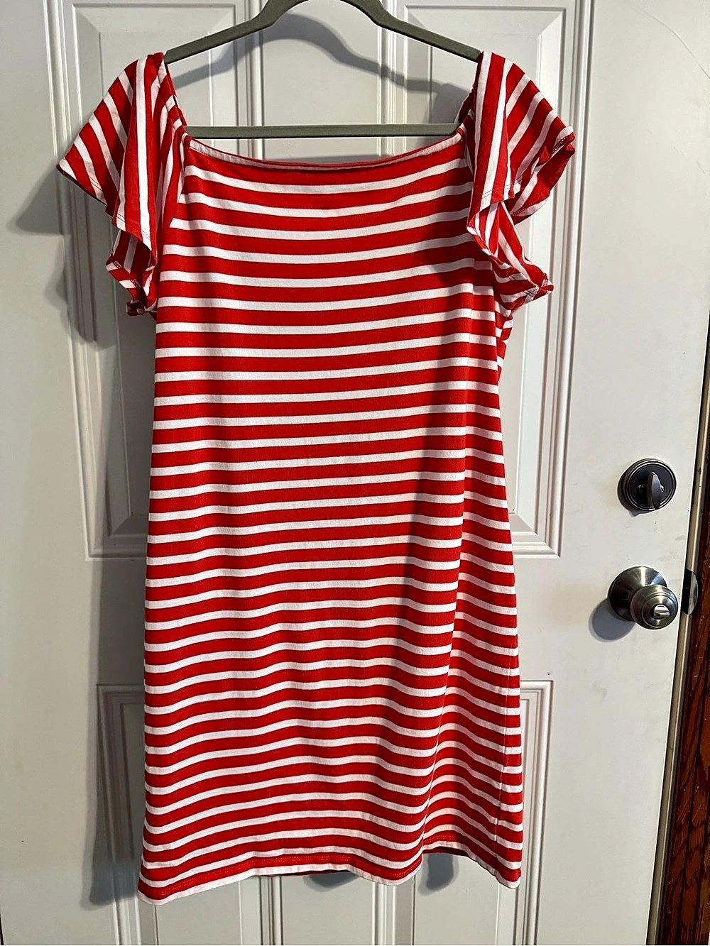 Lauren Ralph Lauren Striped Mini Dress in Red & White Size Large Like New